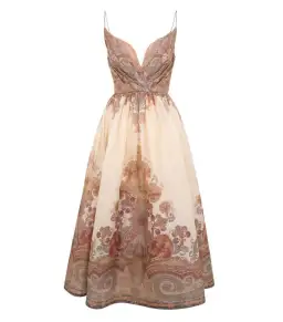 Zimmerman Illustration Draped Midi Dress In Cream Paisley Size 0 / AU 8 for rent on The Volte - image 4
