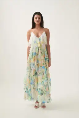 Aje Dreamscape Frill Maxi Dress in Floral Haze Size AU 8 for rent on The Volte - image 1