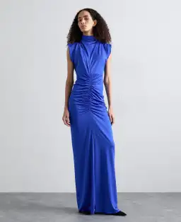 Victoria Beckham Ruched Jersey Column Gown Royal Blue Size 8