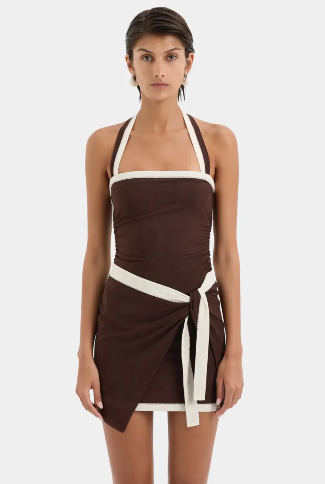 Sir the Label Jacques Mini Dress Chocolate Size 0 / AU 6 for rent on The Volte - main image