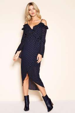 Sheike Alliance Blue Polka Dot Dress Navy 6 for rent on The Volte - image 2