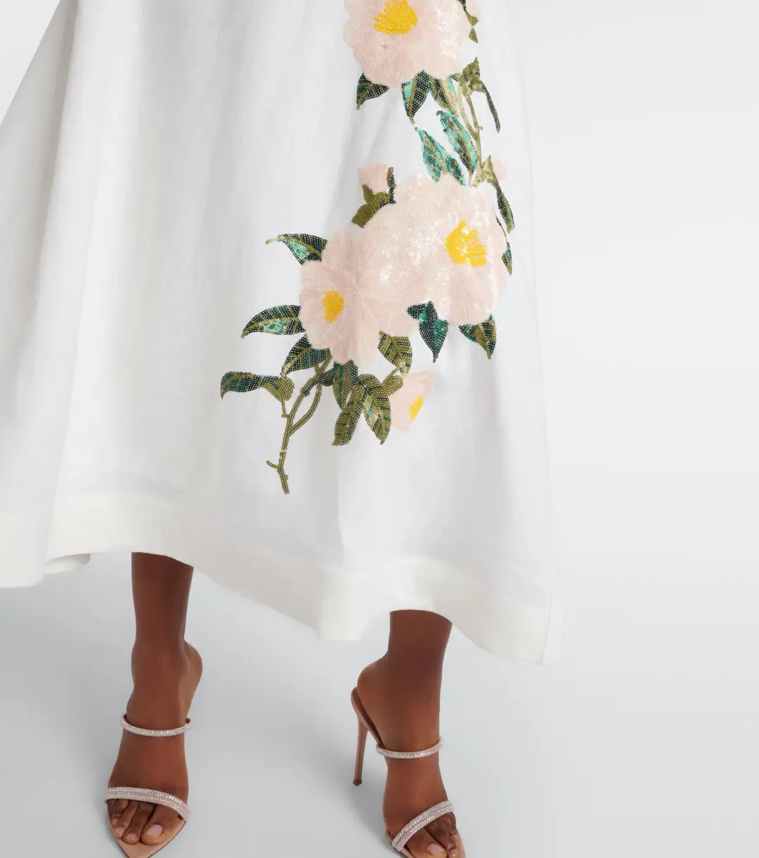 Zimmermann Natura Bralette and Flare Skirt Set Ivory Camellia Size 12/2 for rent on The Volte - main image