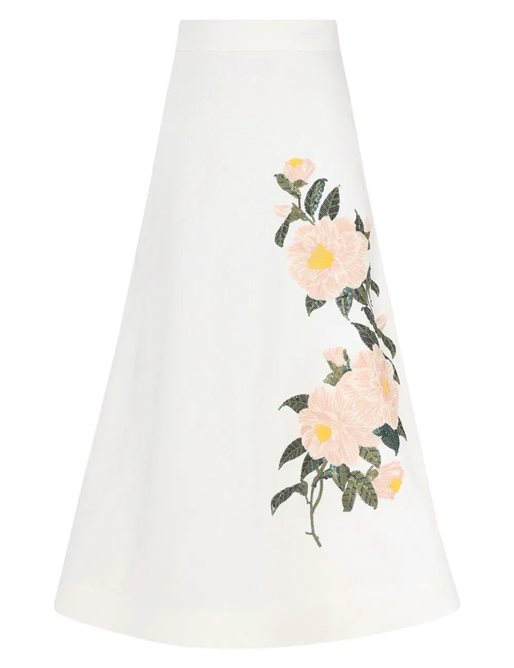 Zimmermann Natura Bralette and Flare Skirt Set Ivory Camellia Size 12/2 for rent on The Volte - main image