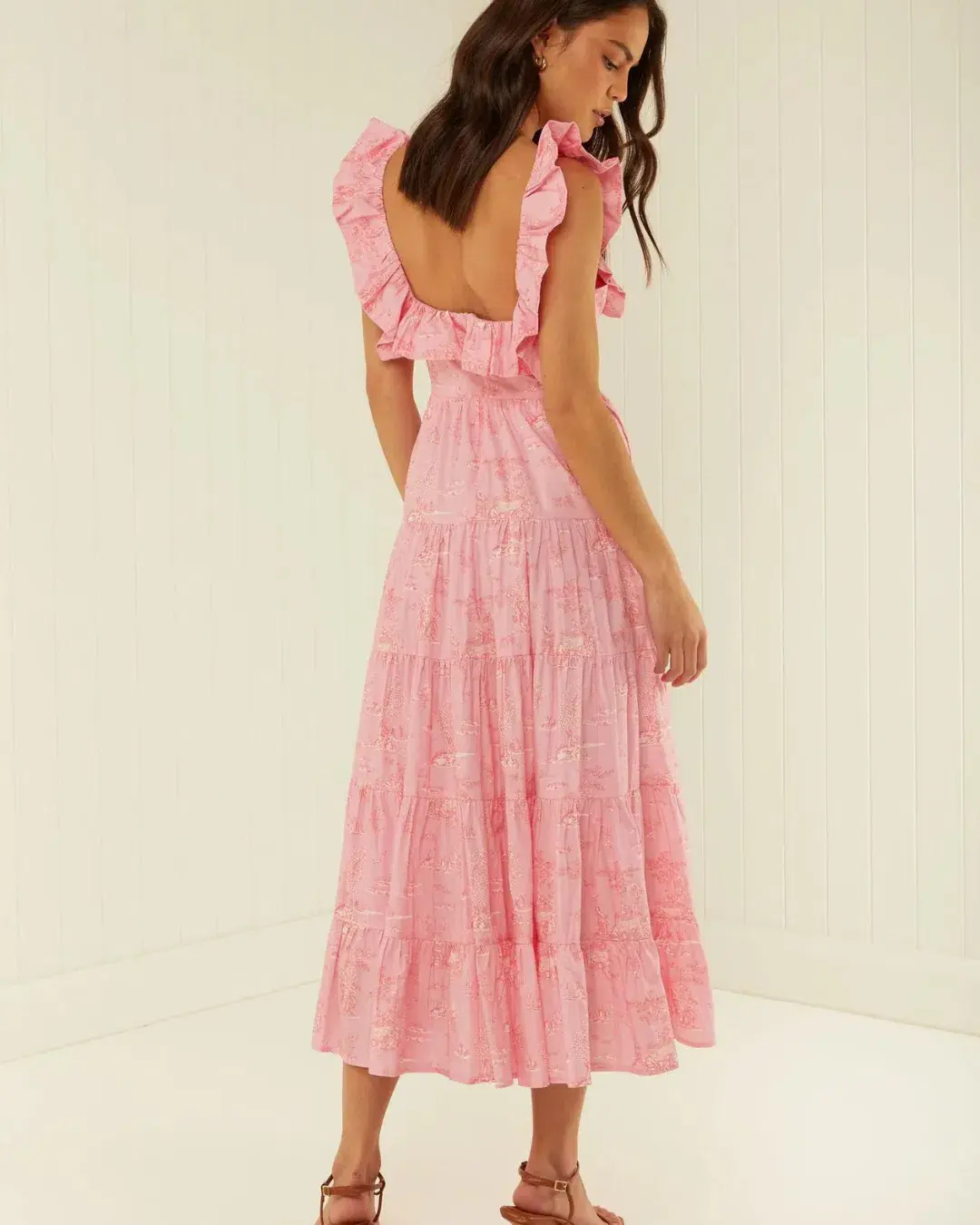 Palm Noosa Leon Midi Dress in Pink Province Size 6 for rent on The Volte - main image
