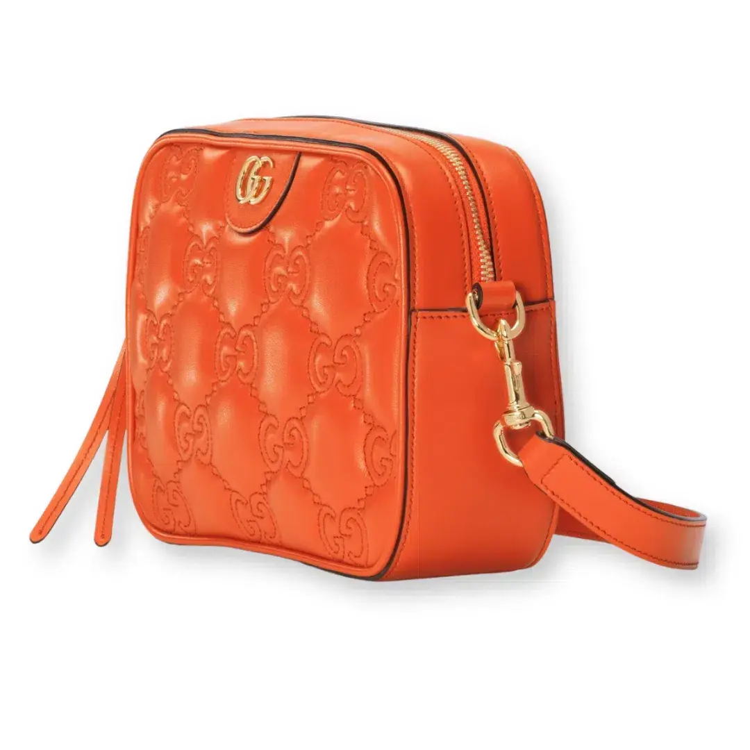 Gucci GG Matelassé Small Shoulder Bag Vibrant Orange for rent on The Volte - main image