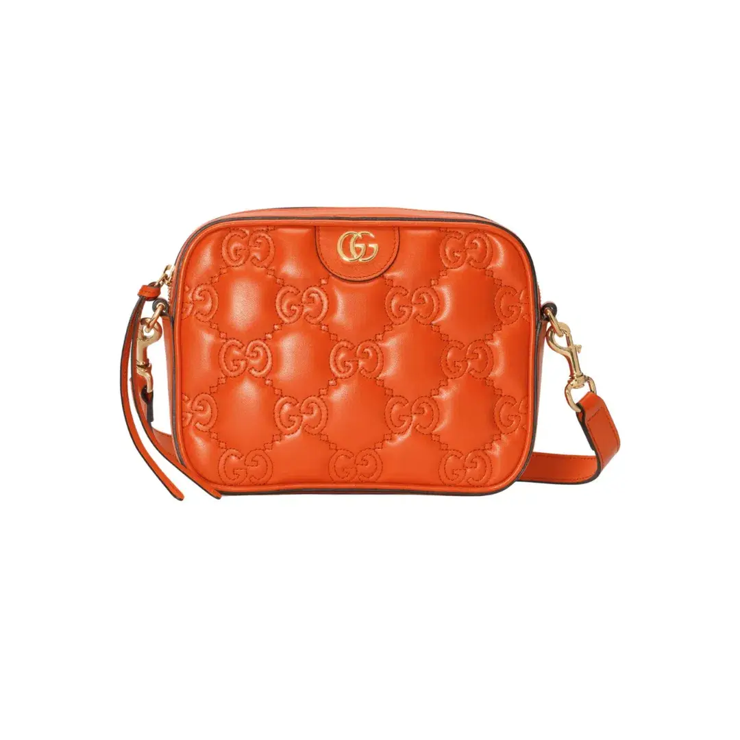 Gucci GG Matelassé Small Shoulder Bag Vibrant Orange for rent on The Volte - main image