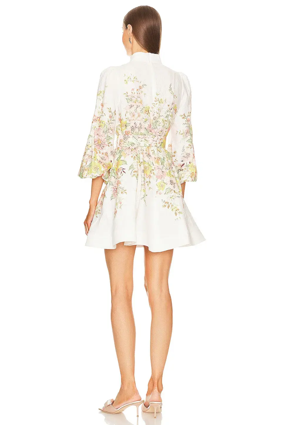 Zimmermann Matchmaker Buttoned Mini Dress Ivory Coral Floral Size 4/ AU 16 for rent on The Volte - main image