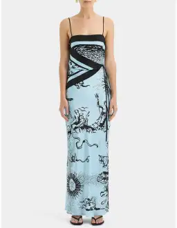 Sir the Label Dreamwood Scarf Midi Dress Brise Soleil Size 8 for rent on The Volte - image 1