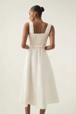 Aje Primary Belted Midi Dress Ivory Size 10 for rent on The Volte - image 3