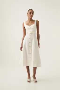 Aje Primary Belted Midi Dress Ivory Size 12 for rent on The Volte - image 1