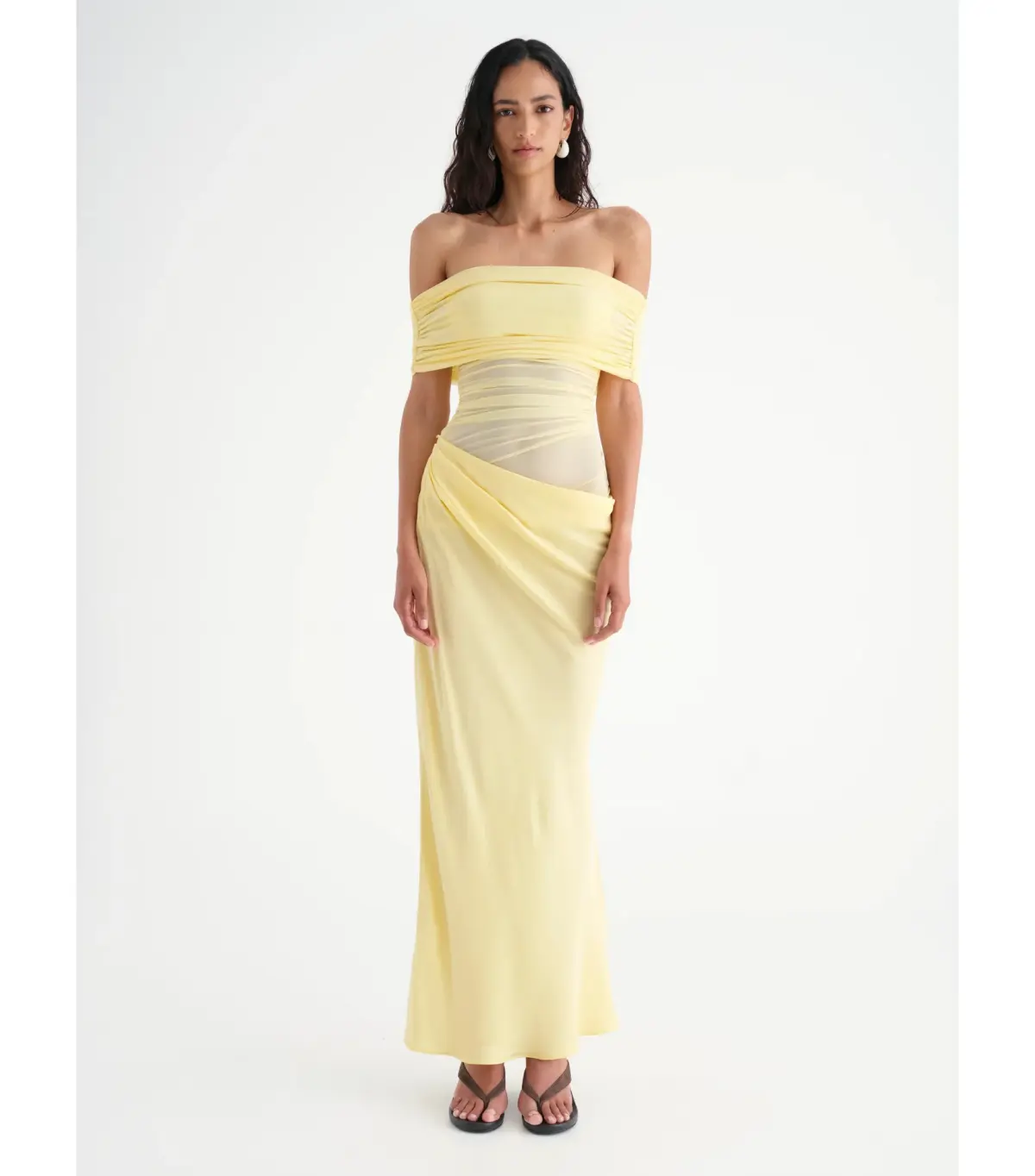 Benni Nico off Shoulder Maxi Dress in Butter Size AU 10 - Image 2