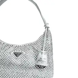 Prada Satin Crystal Mini Bag Silver for rent on The Volte - image 2