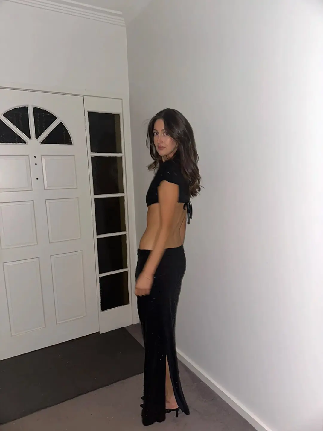 Buci Sequin Flower Top And Mermaid Skirt Set Black Size AU 6 for rent on The Volte - main image