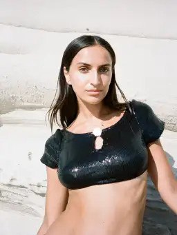 Buci Sequin Flower Top And Mermaid Skirt Set Black Size AU 6 for rent on The Volte - image 3