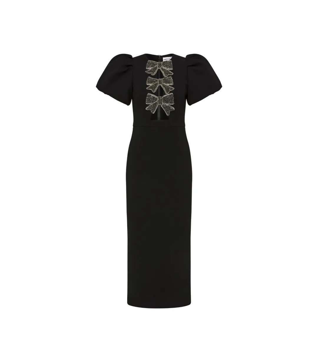 Rebecca Vallance Eliana Puff Sleeve Midi Dress Black Size AU 10 for rent on The Volte - main image
