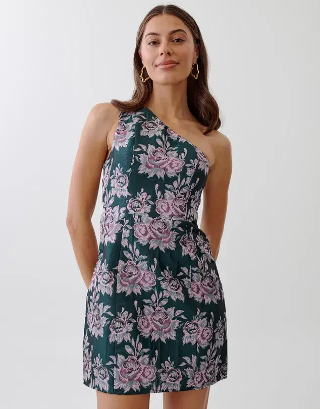 Tussah Natasha Mini Dress Emerald Floral Size AU 8 for rent on The Volte - main image