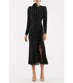 Rebecca Vallance Celyn Polka Dot Midi Dress Black Size AU 12 for rent on The Volte - image 1