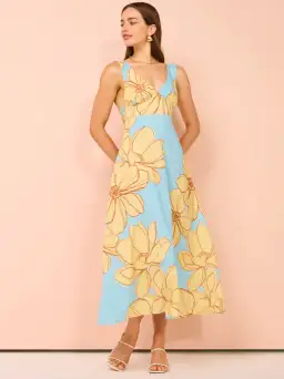 Issy V Neck Midi Dress in Summer Print Size 10 for rent on The Volte - image 1