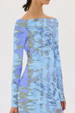 Suboo Claudia Long Sleeved Mini Dress Ice Blue Texture Size 8 for rent on The Volte - image 4