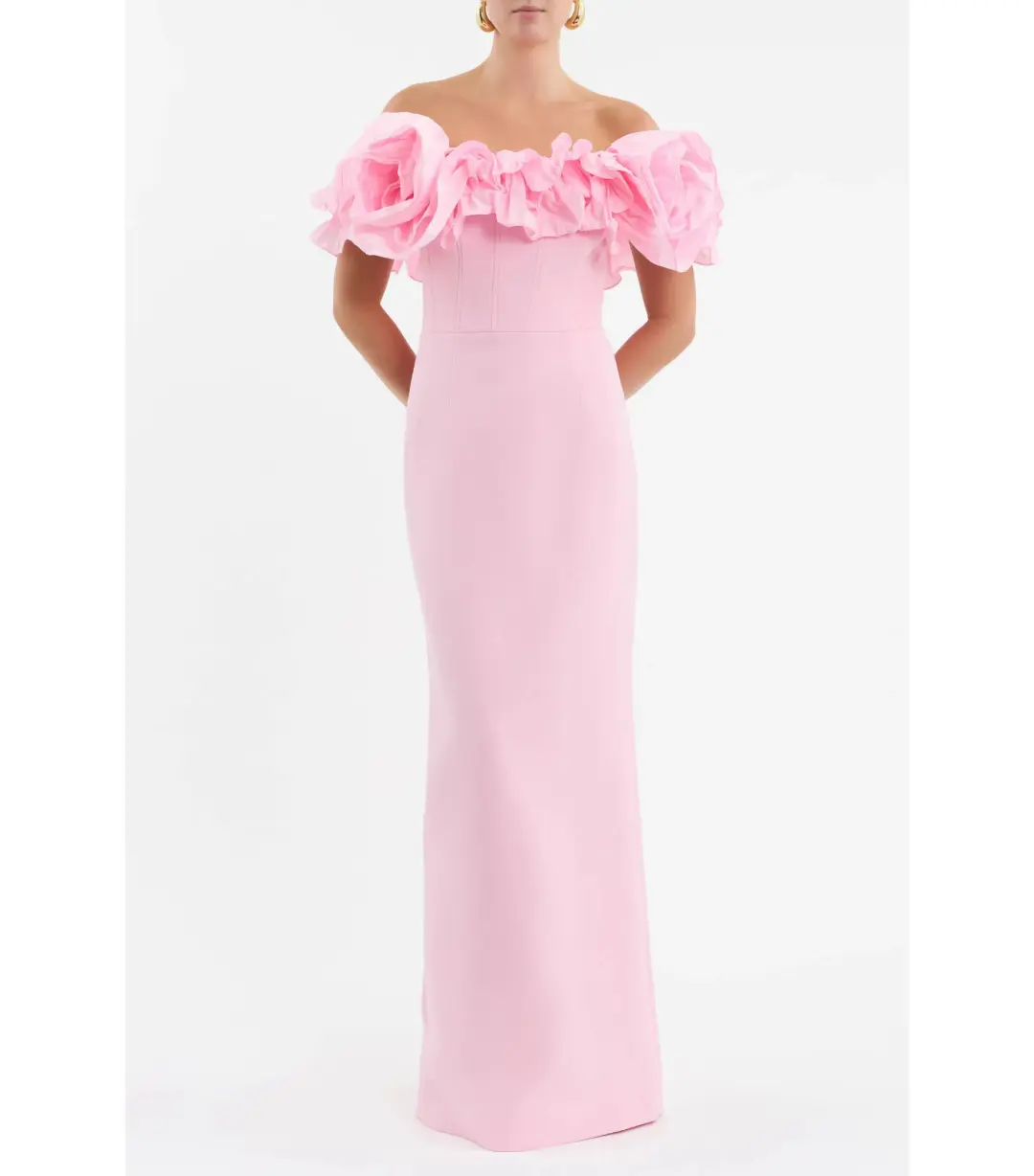 Rebecca Vallance Jenna Off Shoulder Gown Pink Size AU 4 for rent on The Volte - main image