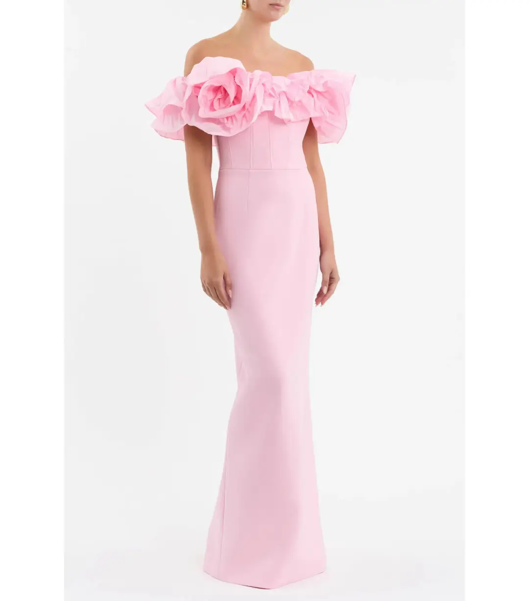 Rebecca Vallance Jenna Off Shoulder Gown Pink Size AU 4 for rent on The Volte - main image
