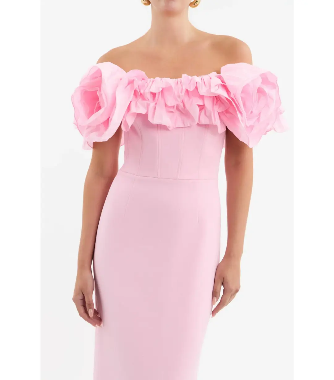 Rebecca Vallance Jenna Off Shoulder Gown Pink Size AU 4 for rent on The Volte - main image