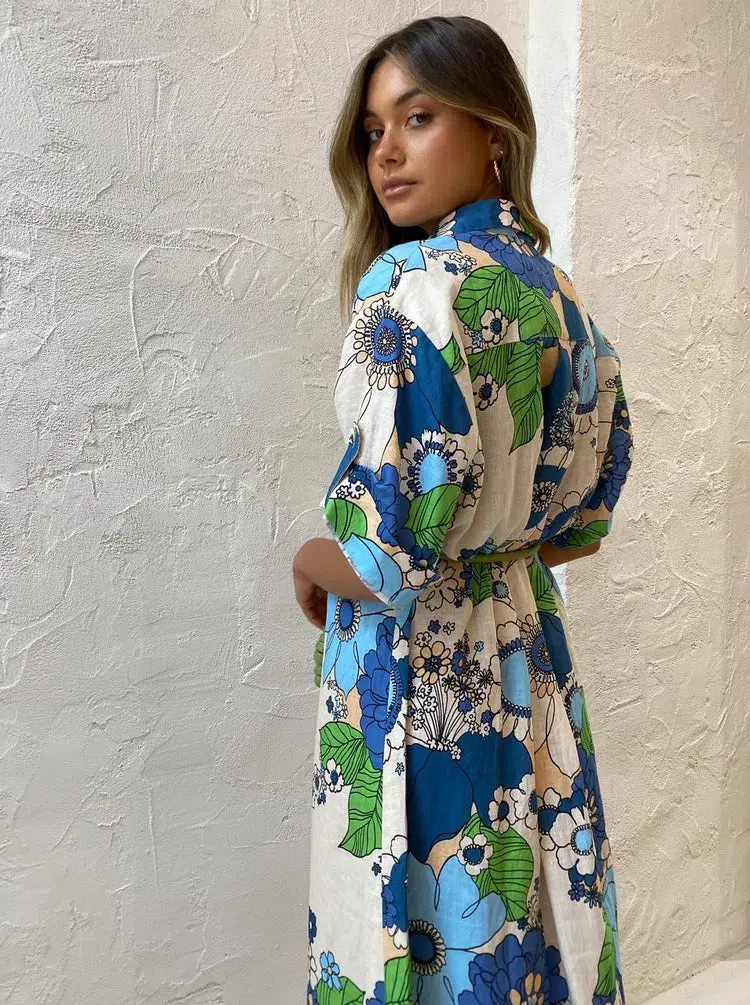 Alemais Farrah Shirtdress in Blue Size AU 10 for rent on The Volte - main image