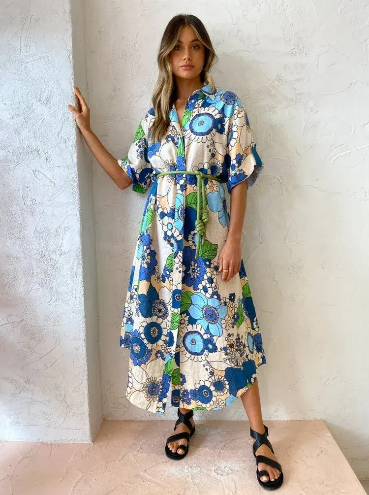 Alemais Farrah Shirtdress in Blue Size AU 10 for rent on The Volte - main image