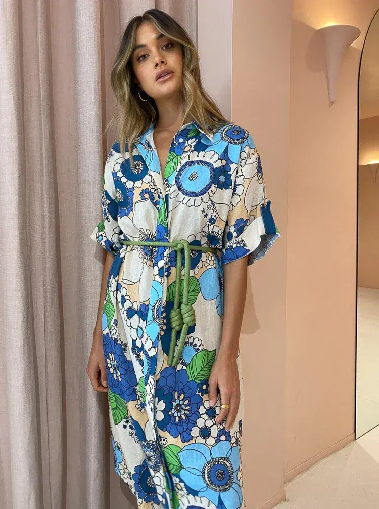 Alemais Farrah Shirtdress in Blue Size AU 10 for rent on The Volte - main image