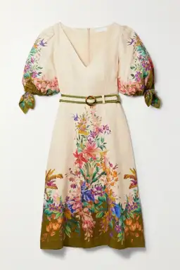 Zimmermann Tropicana Belted Linen Midi Dress in Cream Floral Print Size 3 / AU 14 for rent on The Volte - image 6