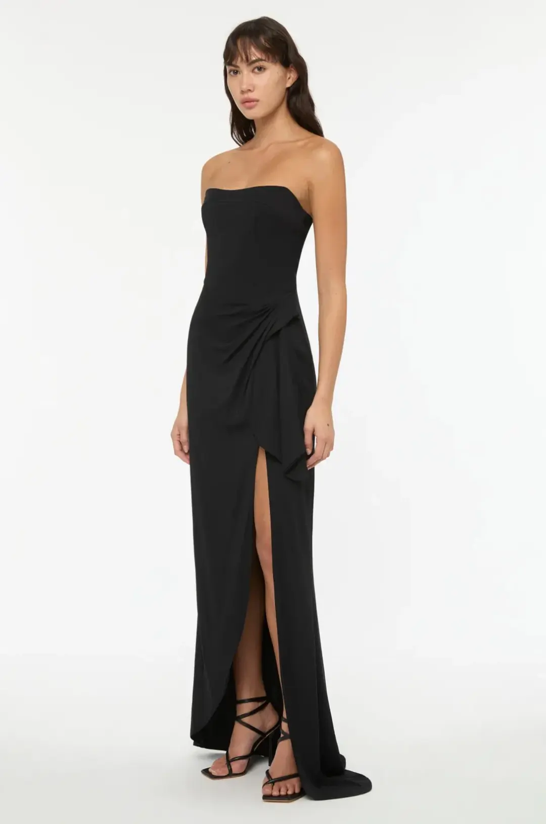 Manning Cartell Asymmetrical Games Strapless Gown Black Size 8 for rent on The Volte - main image