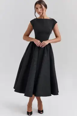 House of CB Debutante Moire Satin Backless Midi Dress Black Size S / AU 8 for rent on The Volte - image 3