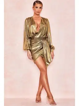 House of CB Alvona Mini Dress Metallic Bronze Size XS / AU 6 for rent on The Volte - image 1