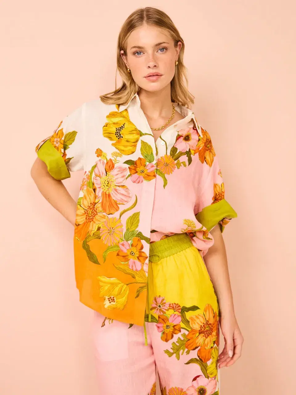 ALEMAIS Silas Shirt & Pant Set Floral Multi Size 10 for rent on The Volte - main image