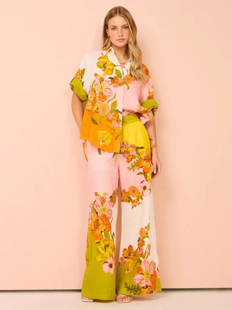 ALEMAIS Silas Shirt & Pant Set Floral Multi Size 10 for rent on The Volte - main image