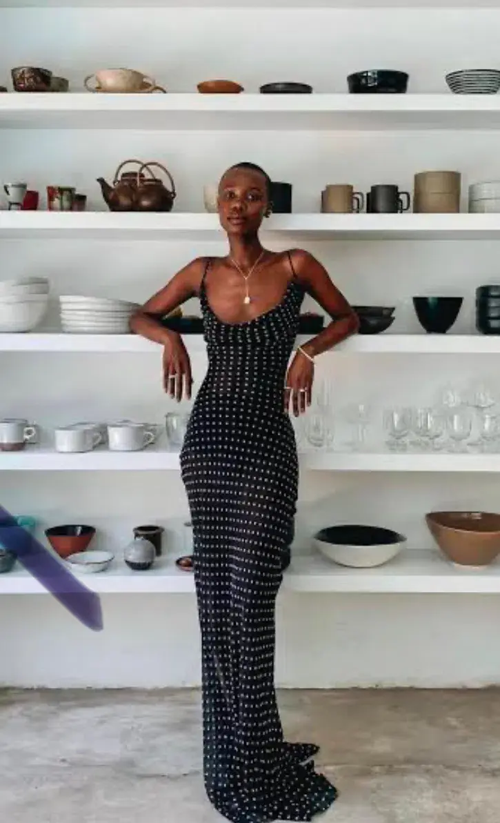 Rat & Boa Giselle Polka Dot Sheet Maxi Dress Black Size Xxs / Size 6 for rent on The Volte - main image