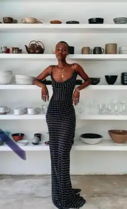 Rat & Boa Giselle Polka Dot Sheet Maxi Dress Black Size Xxs / Size 6 for rent on The Volte - image 7