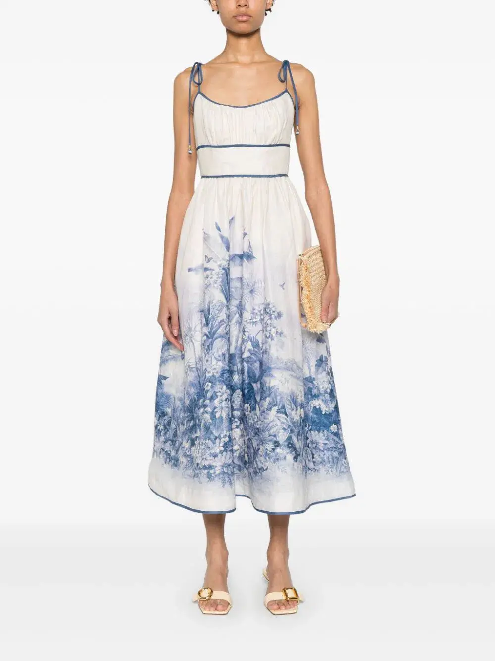 Zimmermann Wylie Picnic Dress in Blue Palm Size 1 / AU 10 for rent on The Volte - main image