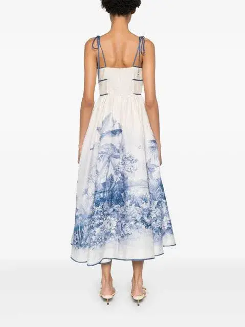 Zimmermann Wylie Picnic Dress in Blue Palm Size 1 / AU 10 for rent on The Volte - main image