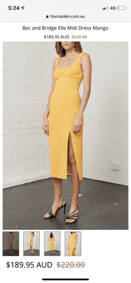 Bec & Bridge | Elle Dress Yellow Size 8