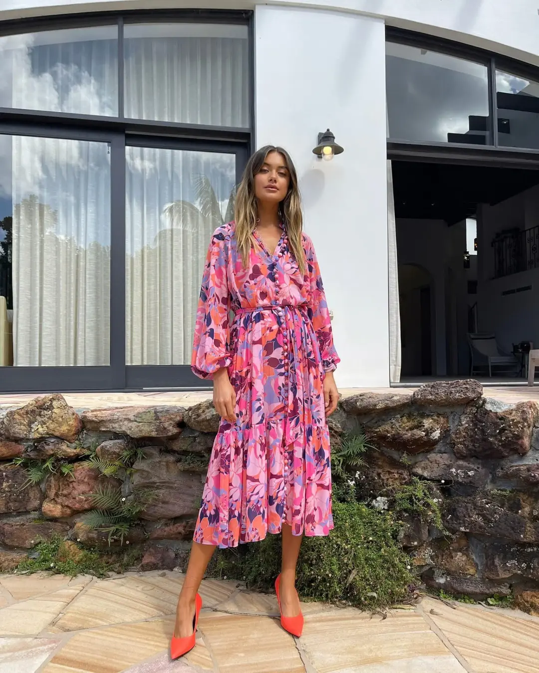 Sheike Violetta Dress Purple/Pink Size AU 12 for rent on The Volte - main image