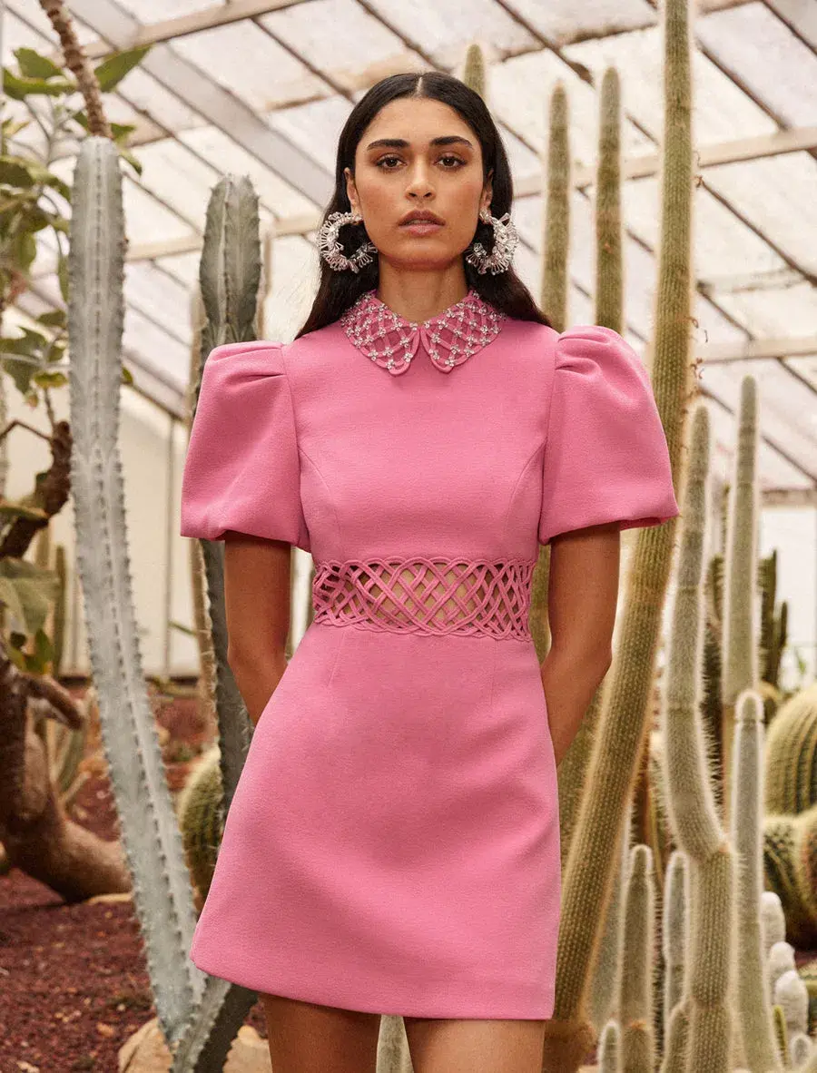 Rebecca Vallance Aubree Collar Mini Dress Rose Pink Size 8 for rent on The Volte - main image