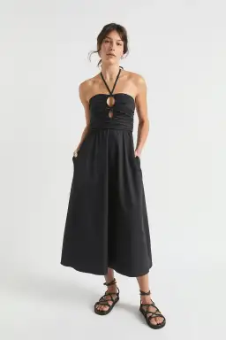 Seed Heritage Tailored Halter Midi Dress Black Size 6 for rent on The Volte - image 1