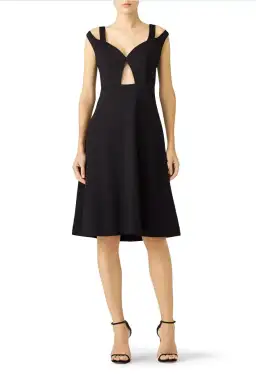 Carven Keyhole Cutout Shoulder Strap Detail Cocktail Dress Black Size AU 10