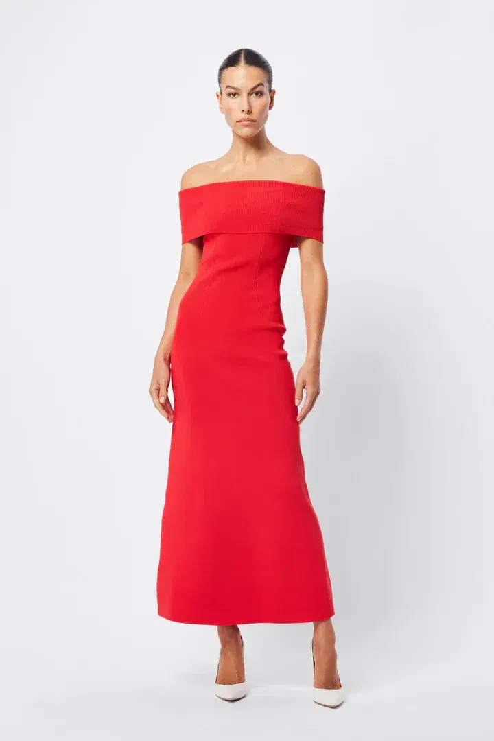 Mossman Monaco Off Shoulder Dress Red Size AU 10 for rent on The Volte - main image