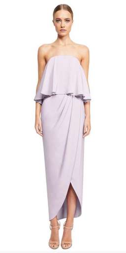 Shona Joy Core Strapless Frill Dress Lilac Purple Size ?