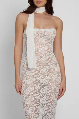 Leau Soleil Scalloped Lace Midi Dress White Size Xs/Au 6 for rent on The Volte - image 5