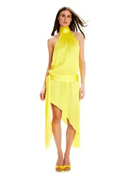 Mirae Paris Amos Sunrise Dress Jaune Yellow Size 8