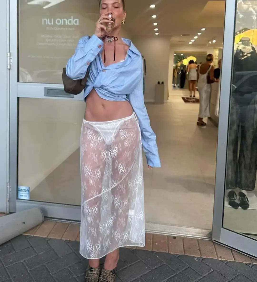 Maison Essentiele Lace Skirt in Optic White Size 8 for rent on The Volte - main image