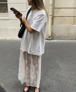 Maison Essentiele Lace Skirt in Optic White Size 8 for rent on The Volte - image 4